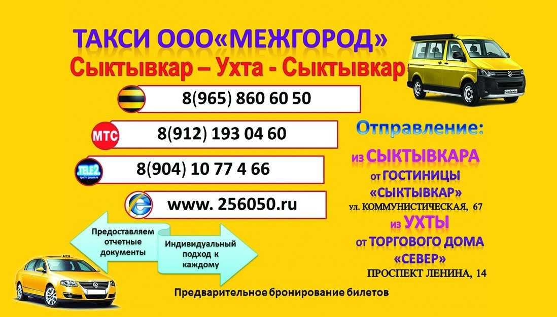 Такси сыктывкар - номера телефонов, стоимость поездки, вызов такси